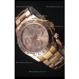 Rolex Daytona Rose Gold Casing with Baguette Diamonds Markers Swiss Replica Watch