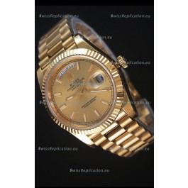 Rolex Day-Date 40MM Replica Watch in Gold Dial Stick Markers Cal.3255 Swiss Movement