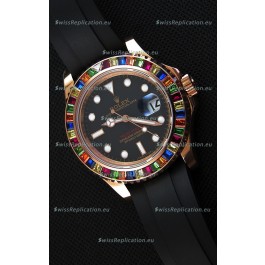 Rolex Yachtmaster 116695 Everose Gold Diamonds Cal.3135 Swiss 1:1 Ultimate 904L Steel Watch