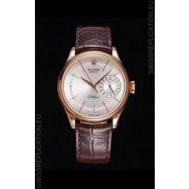 Rolex Cellini Date Ref#50515 Replica 1:1 Mirror Rose Gold 904L Steel Watch White Dial