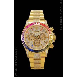 Rolex Daytona ICED OUT Yellow Gold Watch Original Cal.4130 Movement - 1:1 Mirror 904L Steel Watch 