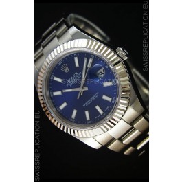 Rolex Datejust Japanese Replica Watch - Blue Dial in 41MM with Oyster Strap
