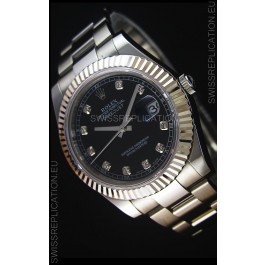 Rolex Datejust Japanese Replica Watch - Black Dial in 41MM with Oyster Strap