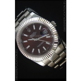 Rolex Datejust Japanese Replica Watch - Deep Red Dial in 41MM with Oyster Strap