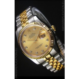 Rolex Datejust Replica Japanese Watch - Two Tone Plating with Gold Dial in 36MM Casing