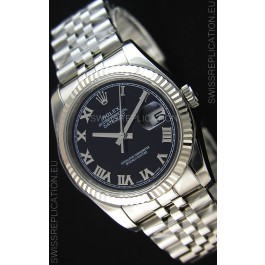 Rolex Datejust Japanese Replica Watch - Black Dial in 36MM with Jubilee Strap