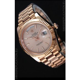 Rolex Day Date Japanese Replica Watch - Rose Gold Casing in Gold Dial 40MM