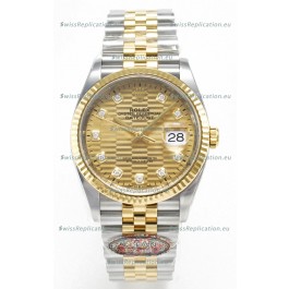 Rolex Super Clone Datejust ETA 3235 Movement 36MM Two Tone Yellow Gold Swiss Fluted Dial