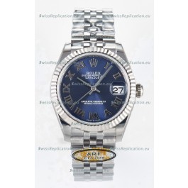 Rolex Super Clone Datejust ETA 2688 Movement 31MM Stainless Steel Blue Roman Dial Watch 