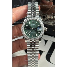 Rolex Super Clone Datejust ETA 2688 Movement 31MM Stainless Steel Case Green Dial Watch