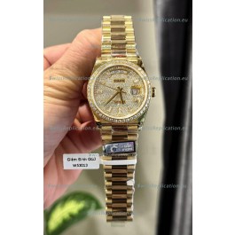 Rolex Day Date Super Clone Yelllow Gold Plated Custom Modified Diamonds Paved Watch 