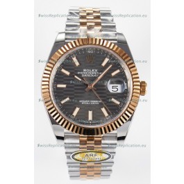 Rolex Super Clone Datejust ETA 3235 Movement 41MM Two Tone Rose Gold Plating Fluted Dial Watch
