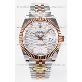 Rolex Super Clone Datejust ETA 3235 Movement 41MM Two Tone Rose Gold Plating Fluted Dial Watch