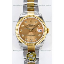 Rolex Super Clone Datejust ETA 2688 Movement 31MM Two Tone Yellow Gold Swiss Gold Dial