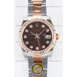 Rolex Super Clone Datejust ETA 2688 Movement 31MM Two Tone Rose Gold Swiss Brown Dial