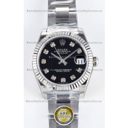 Rolex Super Clone Datejust ETA 2688 Movement 31MM Stainless Steel Black Dial Watch 