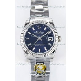 Rolex Super Clone Datejust ETA 2688 Movement 31MM Stainless Steel Blue Dial Watch 