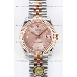 Rolex Super Clone Datejust ETA 2688 Movement 31MM Two Tone Rose Gold Swiss Champange Dial