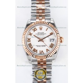 Rolex Super Clone Datejust ETA 2688 Movement 31MM Two Tone Rose Gold Swiss White Dial