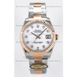 Rolex Super Clone Datejust ETA 2688 Movement 31MM Two Tone Rose Gold White Dial