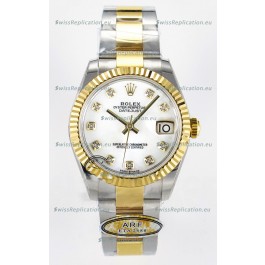 Rolex Super Clone Datejust ETA 2688 Movement 31MM Two Tone Yellow Gold Peal Dial