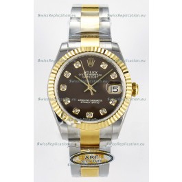 Rolex Super Clone Datejust ETA 2688 Movement 31MM Two Tone Yellow Gold Brown Dial 