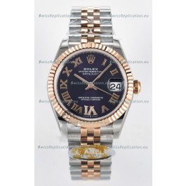Rolex Super Clone Datejust ETA 2688 Movement 31MM Two Tone Rose Gold Swiss Purple Dial