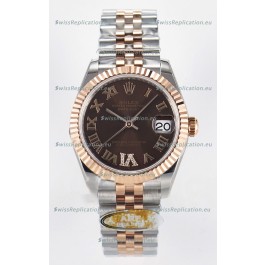 Rolex Super Clone Datejust ETA 2688 Movement 31MM Two Tone Rose Gold Swiss Brown Dial