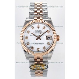 Rolex Super Clone Datejust ETA 2688 Movement 31MM Two Tone Rose Gold Swiss White Dial