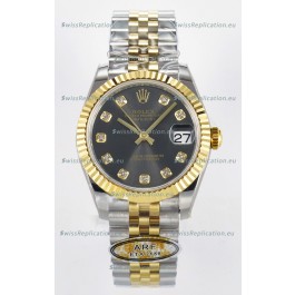Rolex Super Clone Datejust ETA 2688 Movement 31MM Two Tone Yellow Gold Swiss Grey Dial