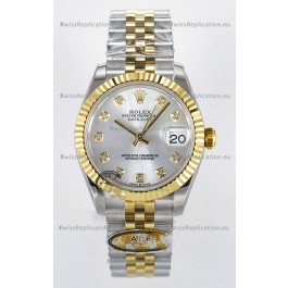 Rolex Super Clone Datejust ETA 2688 Movement 31MM Two Tone Yellow Gold Swiss Silver Dial
