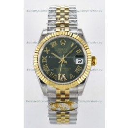 Rolex Super Clone Datejust ETA 2688 Movement 31MM Two Tone Yellow Gold Swiss Green Dial 