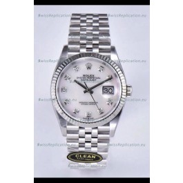 Rolex Datejust 126234 36MM Swiss Replica in 904L Steel in White Pearl Dial 1:1 Mirror Replica