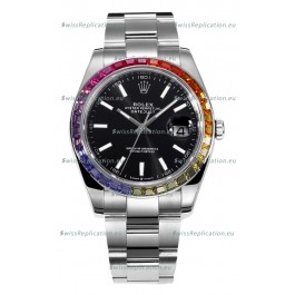 Rolex Datejust 41MM Swiss Replica Watch - 904L Steel in Black Dial 