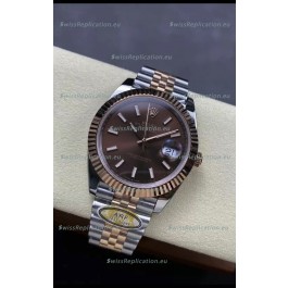 Rolex Datejust 126331 41MM ETA3235 72 Hours Power Brown Dial Jubilee 1:1 Mirror Replica in Rose Gold 904L Steel