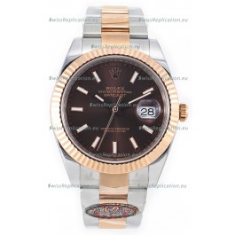 Rolex Datejust M126333 41MM ETA3235 72 Hours Power Brown Dial Oyster 1:1 Mirror Replica Rose Gold 904L Steel