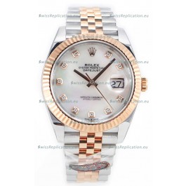 Rolex Datejust M126333 41MM ETA3235 72 Hours Power Pearl Dial Jubilee 1:1 Mirror Replica Rose Gold 904L Steel
