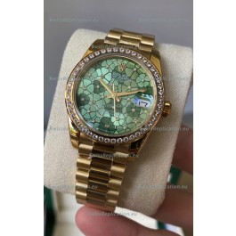 Rolex Datejust M278248 31MM Swiss Replica in Gold - Green Motif Dial 1:1 Mirror Quality