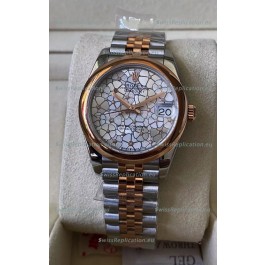 Rolex Datejust M278381RBR 31MM Swiss Replica Two Tone Rose Gold - Floral Motif Dial 1:1 Mirror Quality