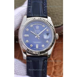 Rolex Day Date 904L Steel Casing Watch in Blue Dial 36MM - 1:1 Mirror Quality 