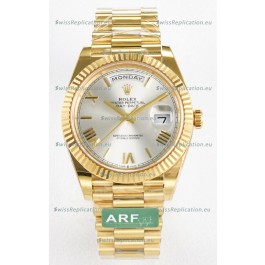 Rolex Day Date Super Clone 18K Yellow Gold Watch 40MM - Steel Dial 1:1 Mirror Quality