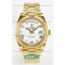 Rolex Day Date Super Clone 18K Yellow Gold Watch 40MM - White Dial 1:1 Mirror Quality