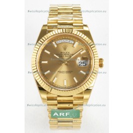 Rolex Day Date Super Clone 18K Yellow Gold Watch 40MM - Gold Dial 1:1 Mirror Quality