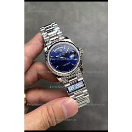 Rolex Day Date Super Clone Stainless Steel Blue Dial Watch 36MM - 1:1 Mirror Quality
