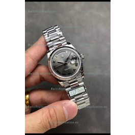 Rolex Day Date Super Clone Stainless Steel Grey Dial Roman Numerals Watch 36MM - 1:1 Mirror Quality