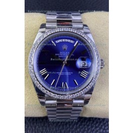 Rolex Day Date M228206-0015 904L Steel 40MM - Blue Dial 1:1 Mirror Replica