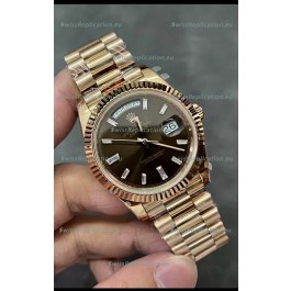 Rolex Day Date 40MM 228235 Rose Gold in Dark Brown Dial 1:1 Mirror Replica Watch