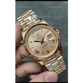Rolex Day Date 40MM 228235 Rose Gold in Gold Roman Dial 1:1 Mirror Replica Watch