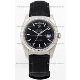 Rolex Day Date 904L Steel Casing Watch in Black Dial 36MM - 1:1 Mirror Quality