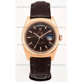 Rolex Day Date Rose Gold 904L Steel Casing Watch in Brown Dial 36MM - 1:1 Mirror Quality